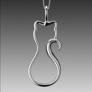 Silver cat silhouette necklace